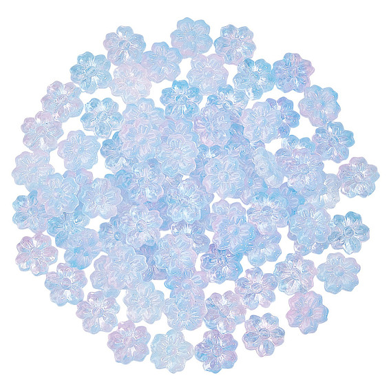 100 прозрачные стеклянные бусины, сакура, металла обвитые