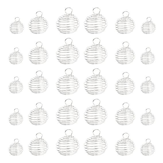 30Pcs Lantern Iron Wire Pendants Set, with 1pc Silver Polishing Cloth, Spiral Bead Cage