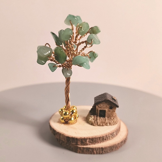 Украшения елки из крошки натуральных и синтетических драгоценных камней, Деревянная основа, медная проволока, энергетический камень по фен-шуй, подарок для женщин и мужчин, медитация