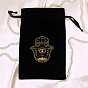 Rectangle Velvet Jewelry Packing Pouches, Drawstring Bags with Hamsa Hand Print
