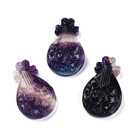 Carved Natural Fluorite Pendants, Pipa
