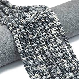 Нити из матового натурального черного сетчатого камня, рондель