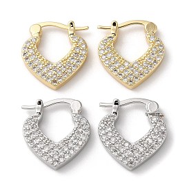 Brass with Cubic Zirconia Heart Hoop Earrings, Long-Lasting Plated, Lead Free & Cadmium Free