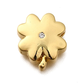 Латунные микропаве из прозрачного кубического циркония, клевер, стойки покрытие, долговечный, без свинца и без кадмия