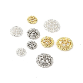 Rack Plating Brass Beads Caps, with Clear Cubic Zirconia, Long-Lasting Plated, Lead Free & Cadmium Free, Flower
