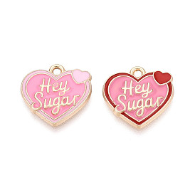 Подвески из эмали и сплава, сердце со словами-подвесками, золотые, без кадмия, без никеля и без свинца