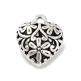 Tibetan Style Alloy Pendants, Lead Free & Cadmium Free, Heart Charms