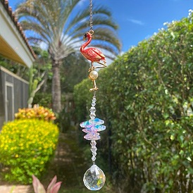 Sun Catcher Garden Home Decoration Pendant Flamingo Crystal Ball Hanging Decoration Pendant