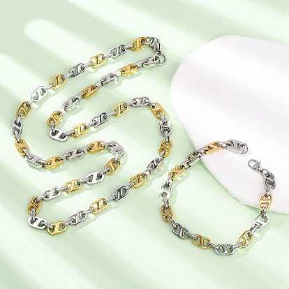 304 Наборы колье и браслетов из нержавеющей стали с овальными звеньями для женщин, ионное покрытие (ip)