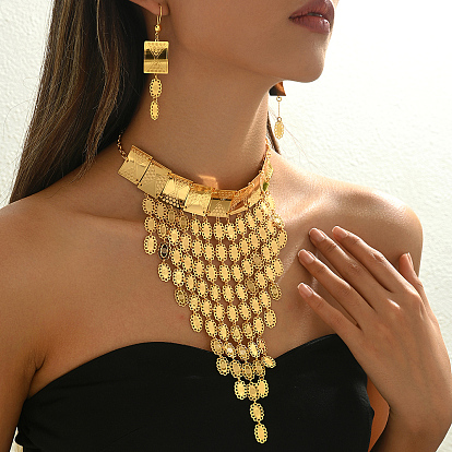 Роскошный геометрический прямоугольный овальный комплект украшений с кисточками для женской вечеринки или свадьбы, комплекты из железных сережек и ожерелий