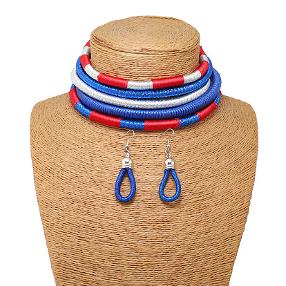 Сплав с полиэстеровым шнуром многослойные ожерелья и серьги-капли