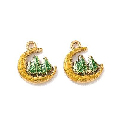 304 нержавеющей стальной эмали подвески, луна с лесными амулетами, ионное покрытие (ip)