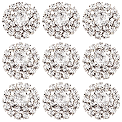 30 Кабошоны из сплава со стразами, цветок