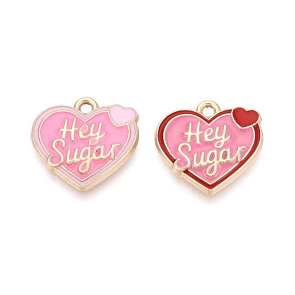Подвески из эмали и сплава, сердце со словами-подвесками, золотые, без кадмия, без никеля и без свинца