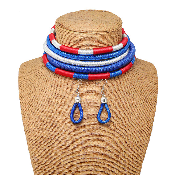 Сплав с полиэстеровым шнуром многослойные ожерелья и серьги-капли