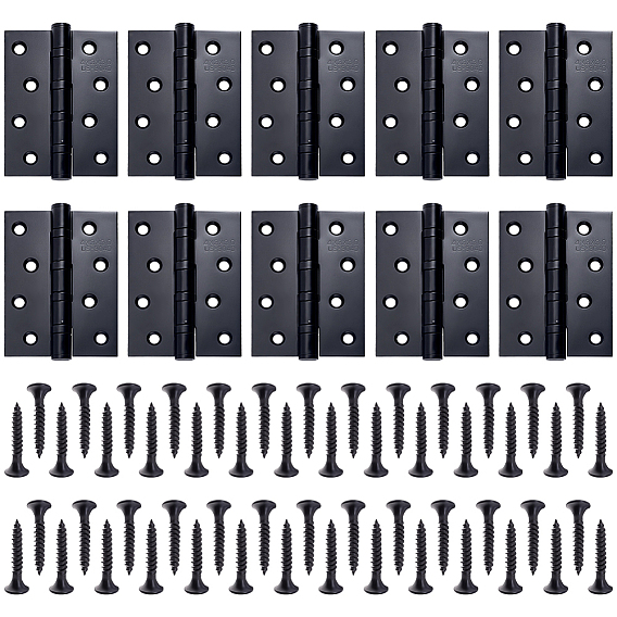 10Pcs Stainless Steel Cabinet Drawer Butt Hinges Connectors, with 90Pcs Replacement Hinge Screws, Wooden Box Accessories