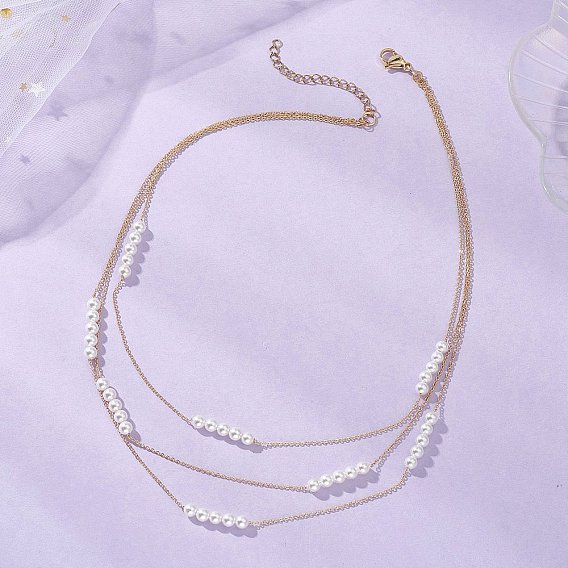 Белые круглые бусины из ракушечника и латунь 3 многослойные ожерелья