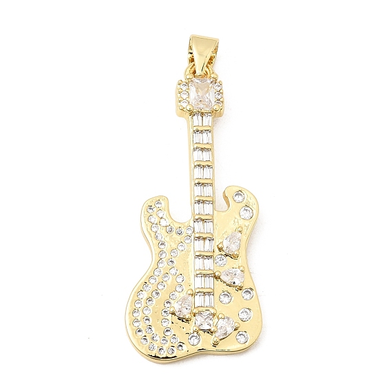 Латунные микропаве прозрачные подвески с фианитом, долговечный, стойки покрытие, без свинца и без кадмия, гитарные прелести
