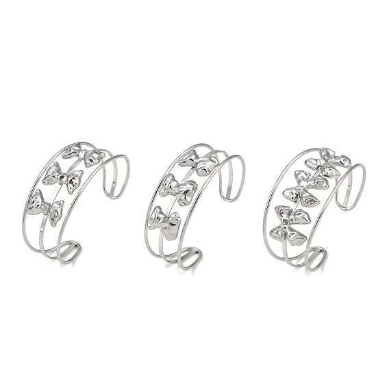 304 браслеты-манжеты из нержавеющей стали с широкими полыми бантами