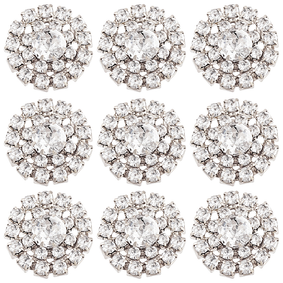 30 Кабошоны из сплава со стразами, цветок