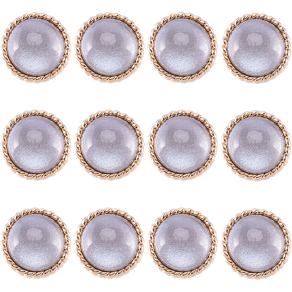 12шт. пуговицы из АБС-пластика, с выводами светло-золотой тон сплава, 1-луночное, полукруглый