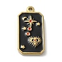 304 Stainless Steel Pendants, with Enamel, Rectangle with Tarot Pattern, Golden