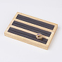 Wood Ring Displays, with Faux Suede, 3 Compartments, Rectangle