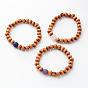 Wood Bead Stretch Bracelets, with Gemstone Round Beads, 56mm
