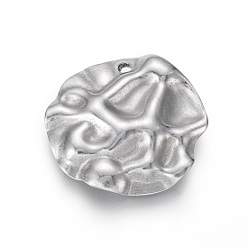 304 Stainless Steel Pendants, Textured, Flat Round