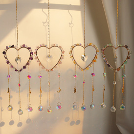 Подвеска-ловец солнца из драгоценного камня и хрустального стекла, создатель радуги, украшение сада и дома своими руками, сердце