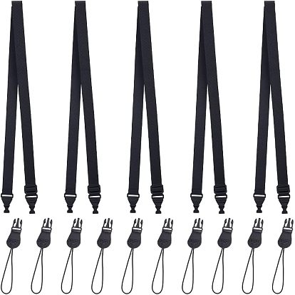 Nylon Adjustable Mobile Straps, with PU Imitation Leather and Plastic Finding