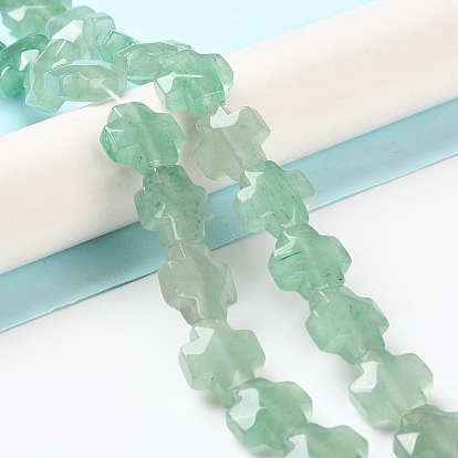 Natural Green Aventurine Beads Strands, Faceted, Cross