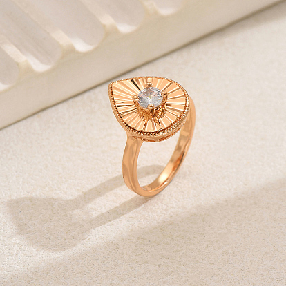 Регулируемые кольца для женщин с латунным паве из кубического циркония, слеза