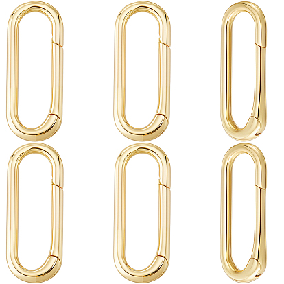 6шт. латунные пружинные кольца-затворы, долговечный, без кадмия и без свинца, стойки покрытие, овальные