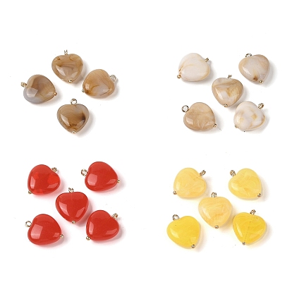 Акриловые подвески, имитация драгоценных камней, с медными петлями, сердце