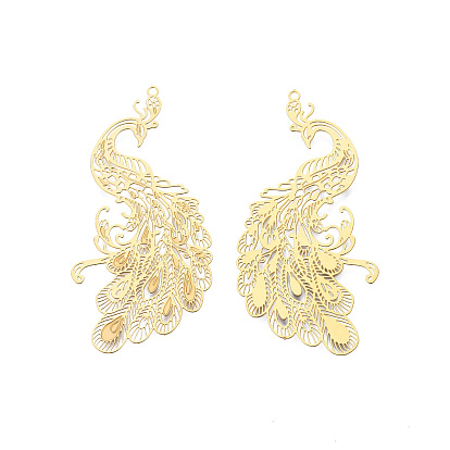 304 из нержавеющей стали большие кулоны, гравированные металлические украшения, павлин