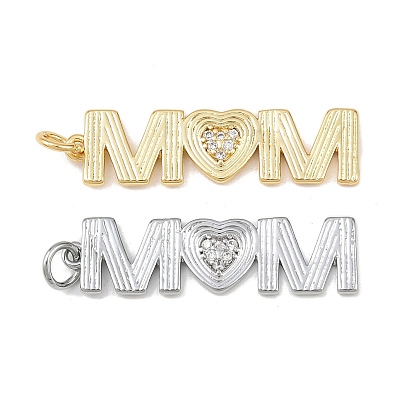 Латунные микро проложить кубического циркония подвески, слово мама, без кадмия и без свинца, стойки покрытие, долговечный, с целью перехода в кольце