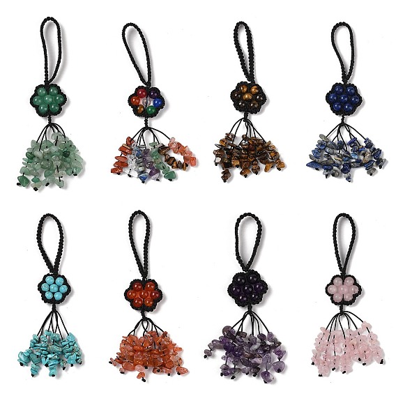 Цветочные подвески из натуральных и синтетических драгоценных камней, плетеные нити, украшения, подвесные украшения с кисточками из драгоценных камней