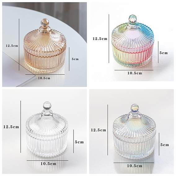 Crystal Glass Storage Jar, Glass Candle Cup, with Lid, Candy Food Storage Container Supplies