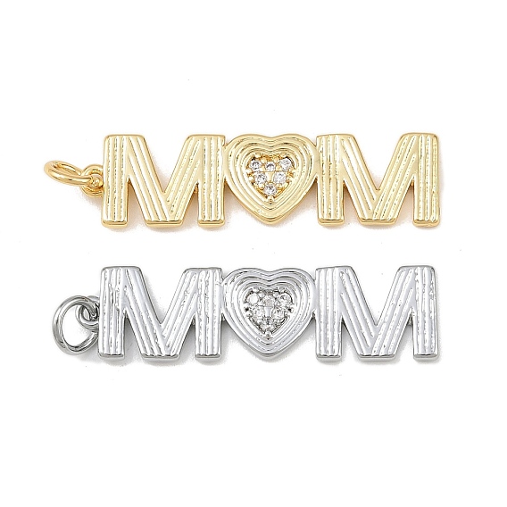 Латунные микро проложить кубического циркония подвески, слово мама, без кадмия и без свинца, стойки покрытие, долговечный, с целью перехода в кольце
