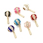 Brass Micro Pave Clear Cubic Zirconia Pendants, with Enamel, Long-Lasting, Real 18K Gold Plated