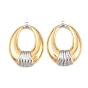 304 Stainless Steel Pendants, Ion Plating(IP), Two Tone Oval Charms