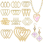 44Pcs 11 Styles Rack Plating Alloy Open Back Bezel Pendants, For DIY UV Resin, Epoxy Resin, Pressed Flower Jewelry