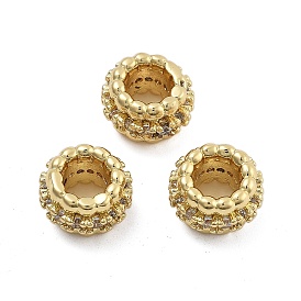Латунные микро-паве кубические циркониевые бусины европы, бусины с большим отверстием, долговечный, без кадмия и без свинца, круглые