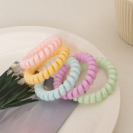 Cream-colored telephone line hairband for sweet girls' ponytail - no trace hair tie headband.