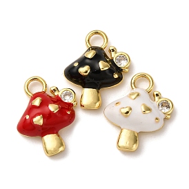 Кулоны с эмалью из латуни с прозрачным кубическим цирконием, грибные прелести, стойки покрытие, долговечный, без кадмия и без свинца, реальный 18 k позолоченный