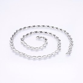 304 Stainless Steel Sheet Chain Necklaces, with Lobster Claw Clasps