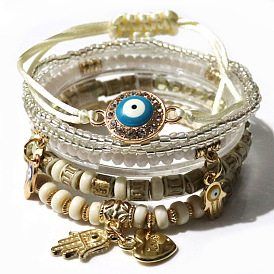 Bracelet bohème en perles de riz multicouches – bracelet en perles tendance et élégant.