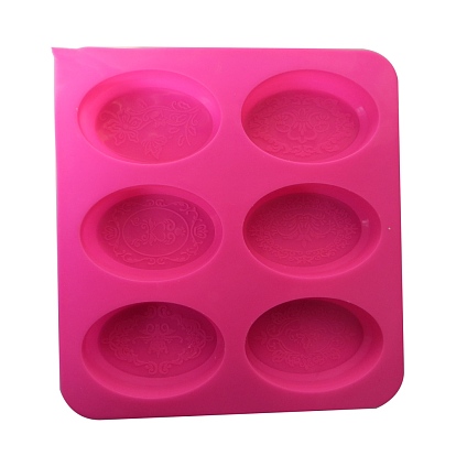 DIY Soap Silicone Molds, for Handmade Soap Making, Oval with Flower Pattern