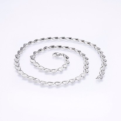 304 Stainless Steel Sheet Chain Necklaces, with Lobster Claw Clasps